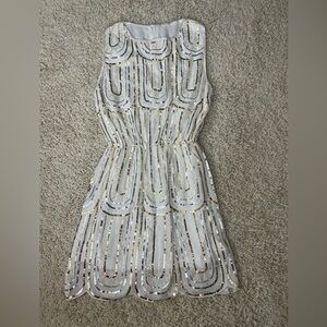 Women’s White and Gold 1920s Cocktail Dress NWOT